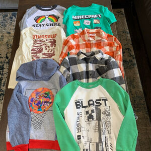 Lot of 7 Boys Tops Shirt Hoodie Flannel Long Sleeves Volcom Minecraft size 7